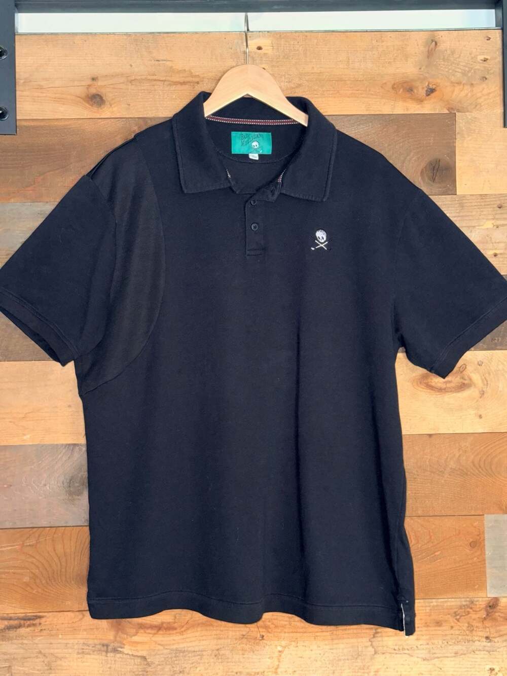 Bad Mulligan Men's Black Golf Polo Shirt with Skull  XL